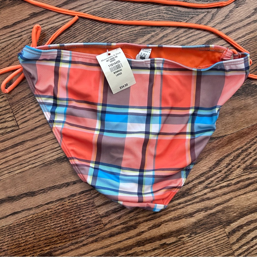 Abercrombie & Fitch orange plaid bikini NWT size XL with bag - Picture 7 of 13